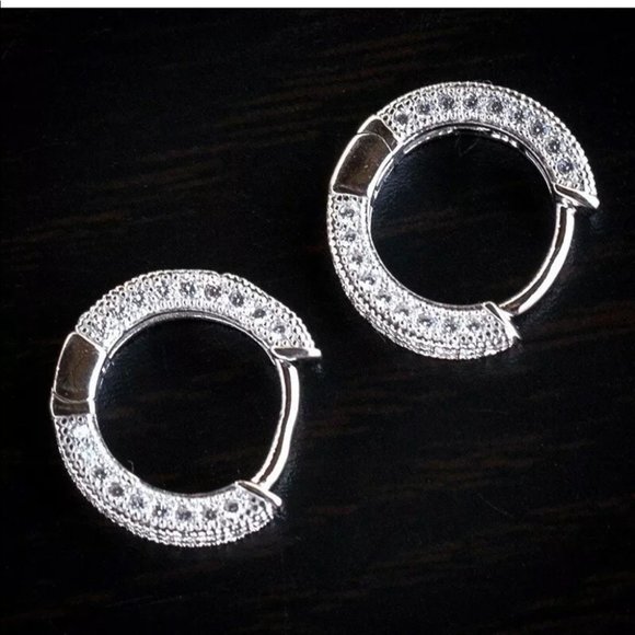 New silver, gold, rose gold Hoop unisex Earrings - Picture 6 of 9